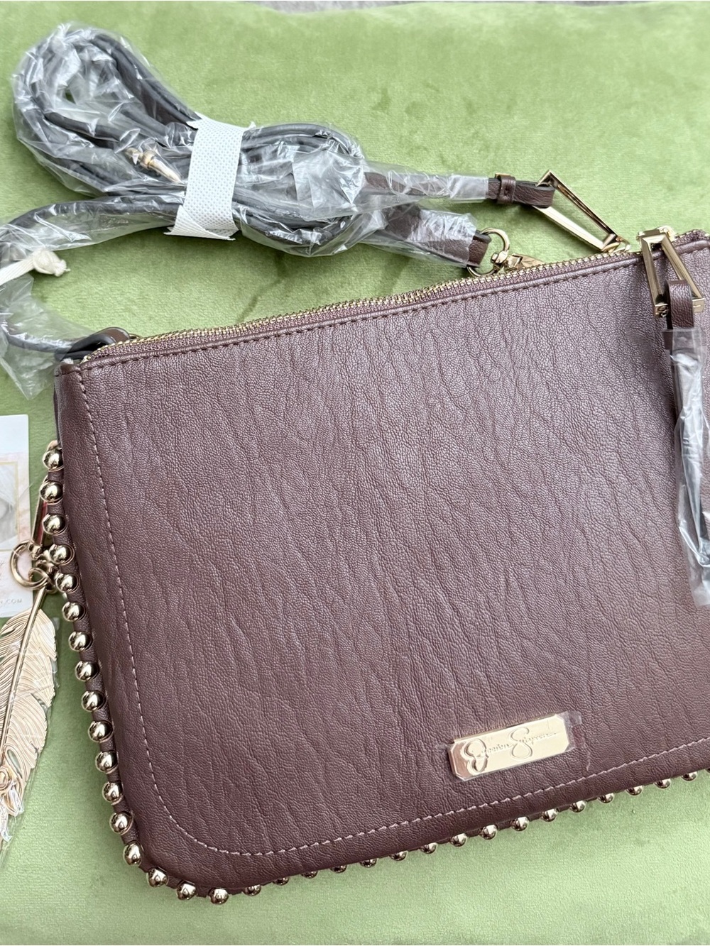 Women's Chocolate Brown Crossbody Bag with Gold Accents